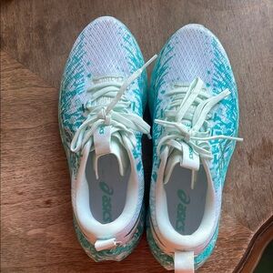 ASICS Women's White and Green Running Shoes